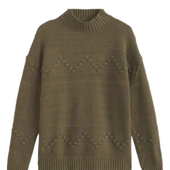 NWOT Pink Clover x Stitch Fix Gabriel Mockneck Textured Cotton Blend Sweater - Picture 2 of 6